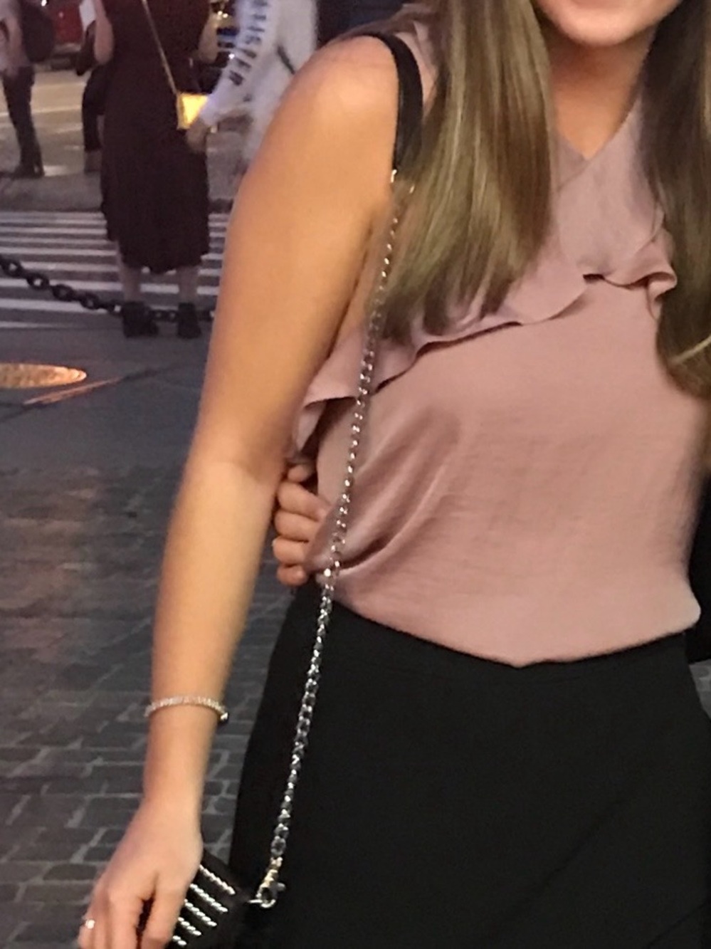 Naked Zebra Dusty Rose Ruffle Neck Sleeveless Top